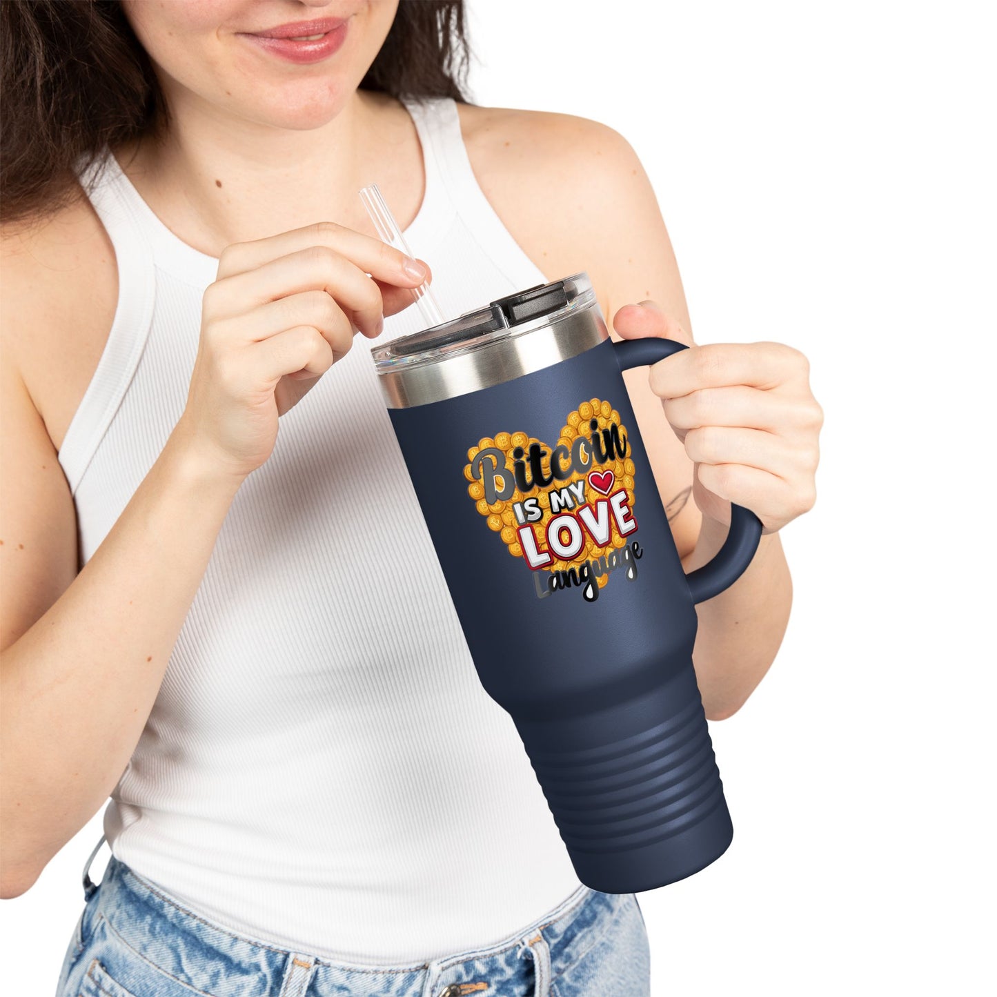 Bitcoin Is My Love Language Insulated Travel Mug - 40oz Perfect for Crypto Enthusiasts