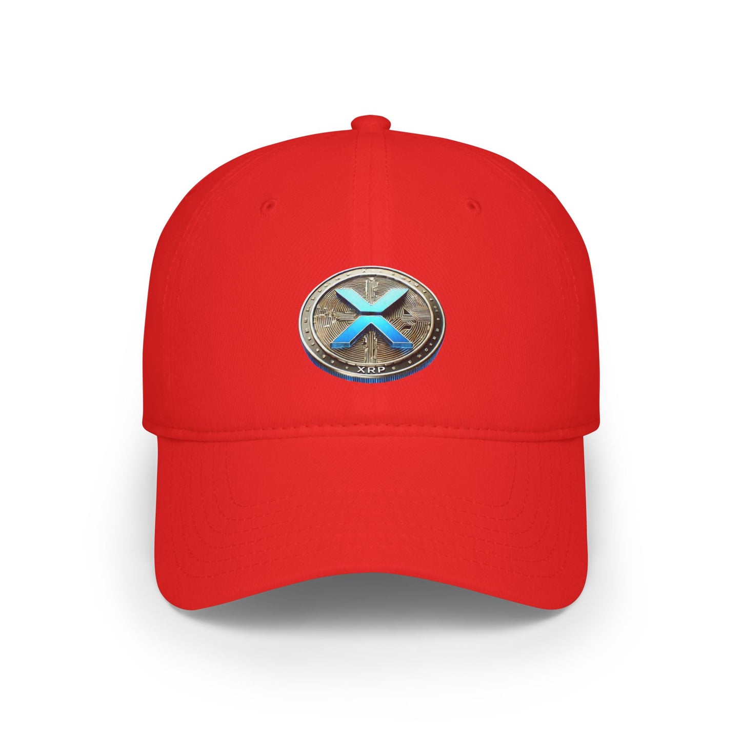XRP Logo Low Profile Baseball Cap - Stylish Red Cap for Crypto Enthusiasts
