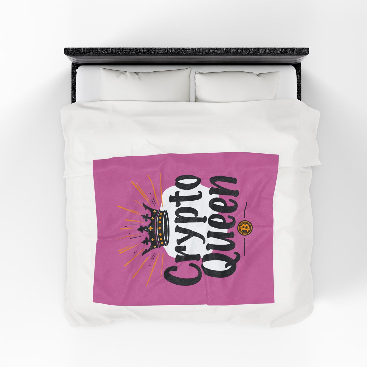 Cozy Crypto Queen Velveteen Plush Blanket | Ideal Gift for Crypto Lovers | Home Decor, Lounge, Bedroom, Cozy Essentials, Blanket