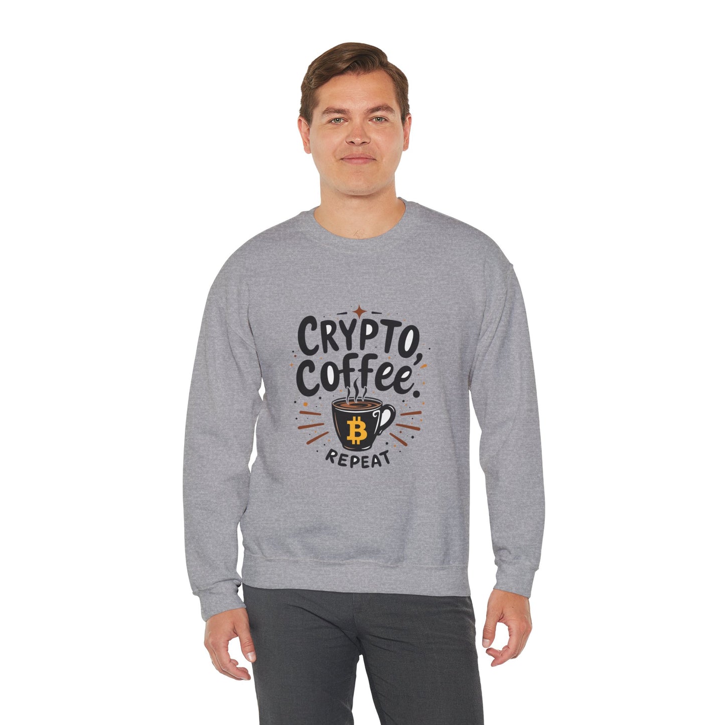 Crypto Coffee Repeat Sweatshirt - Unisex Heavy Blend™ Crewneck