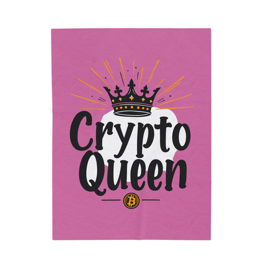 Cozy Crypto Queen Velveteen Plush Blanket | Ideal Gift for Crypto Lovers | Home Decor, Lounge, Bedroom, Cozy Essentials, Blanket