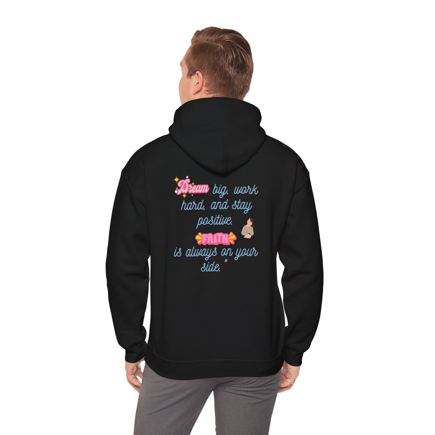 Inspirational Floral Hoodie - ‘Dream Big, Work Hard’ Sweatshirt for Positive Vibes