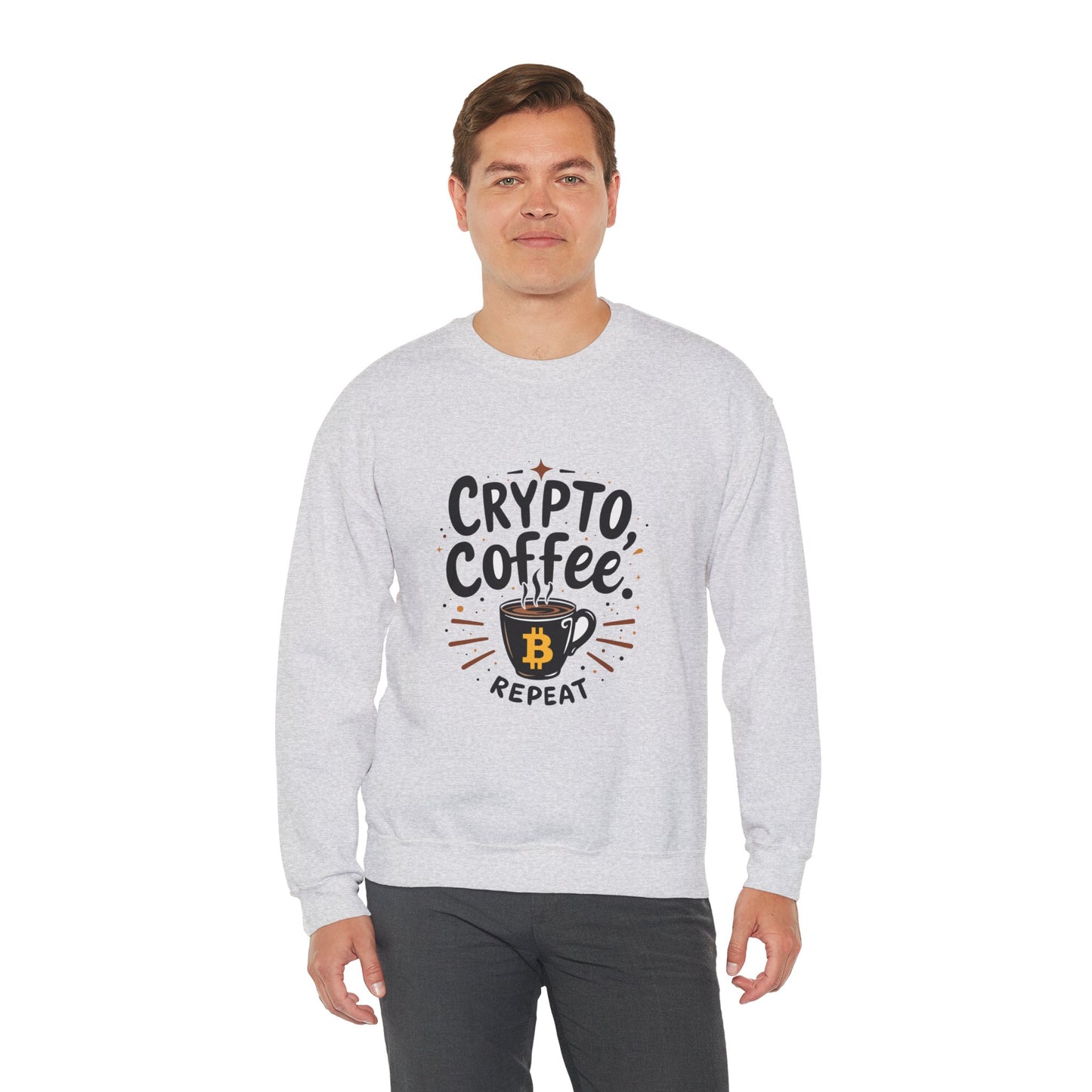 Crypto Coffee Repeat Sweatshirt - Unisex Heavy Blend™ Crewneck