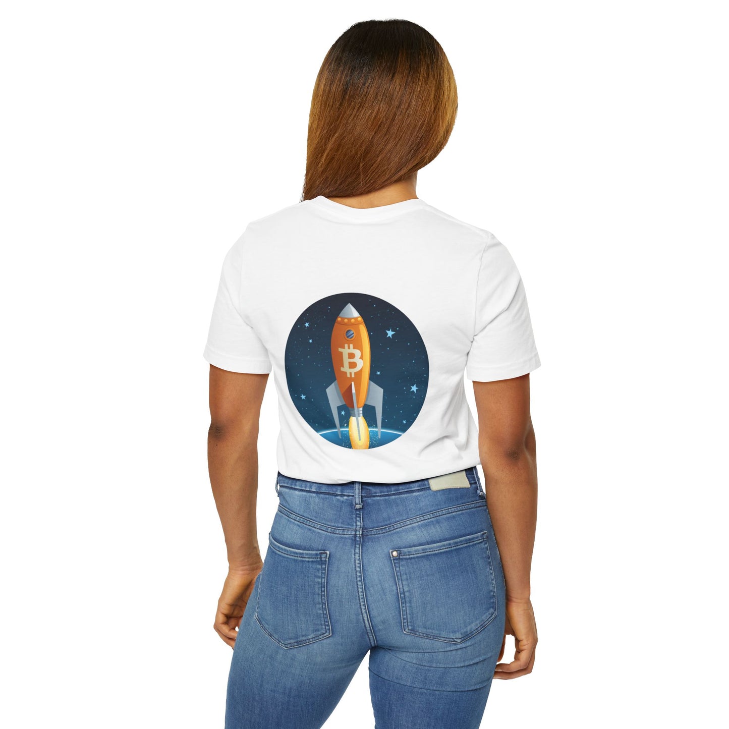 Bitcoin Fun Sky Rocket T-Shirt - Crypto Currency Tee, Unisex Jersey Shirt, Cryptocurrency Gift, BTC Lover Top, Digital Money Clothing