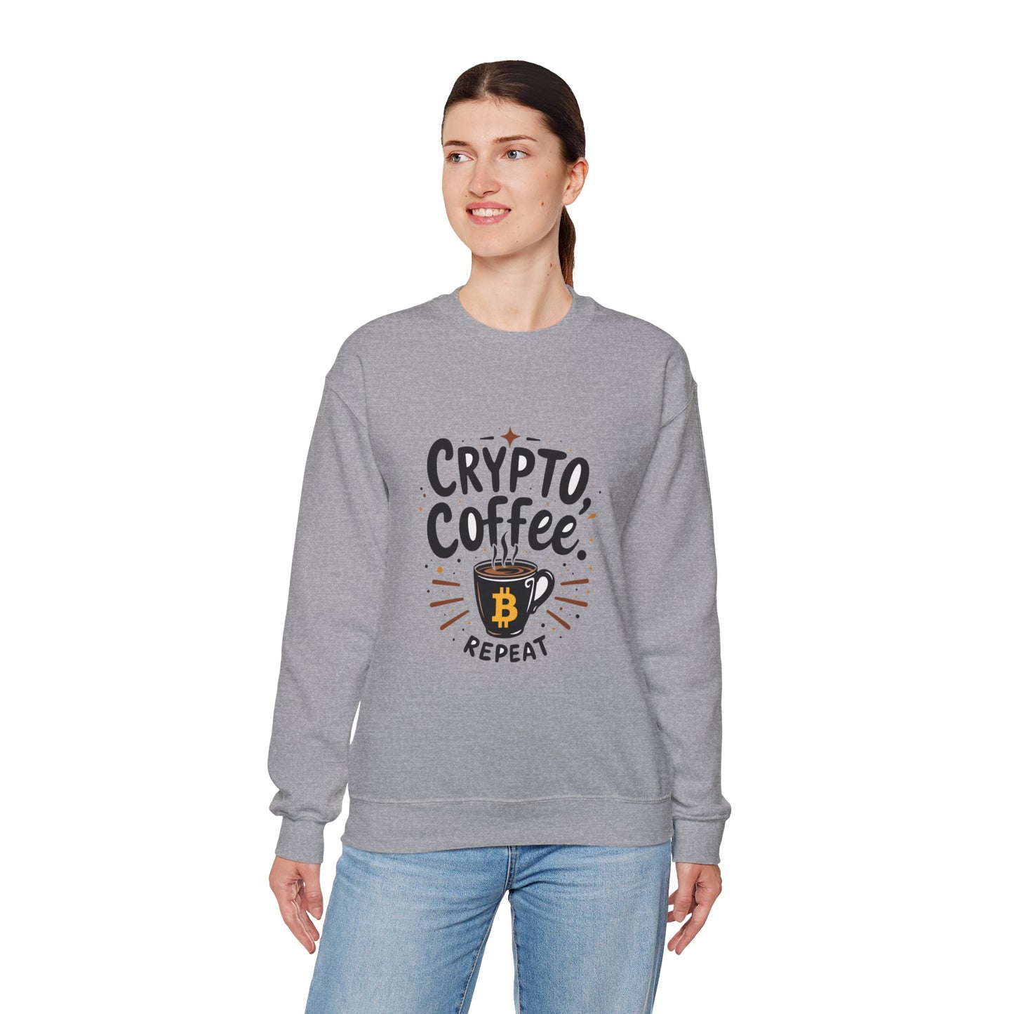 Crypto Coffee Repeat Sweatshirt - Unisex Heavy Blend™ Crewneck