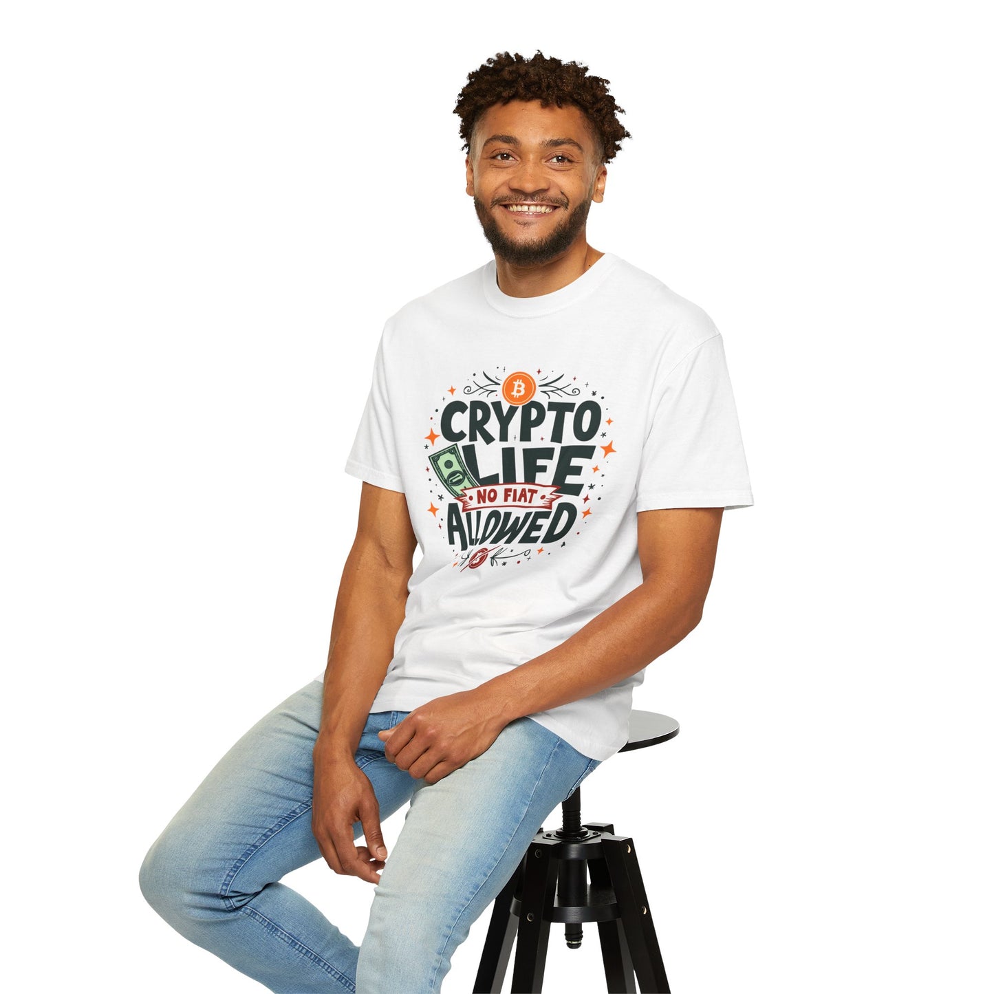 Crypto Life Unisex Garment-Dyed T-Shirt - No Fiat Allowed