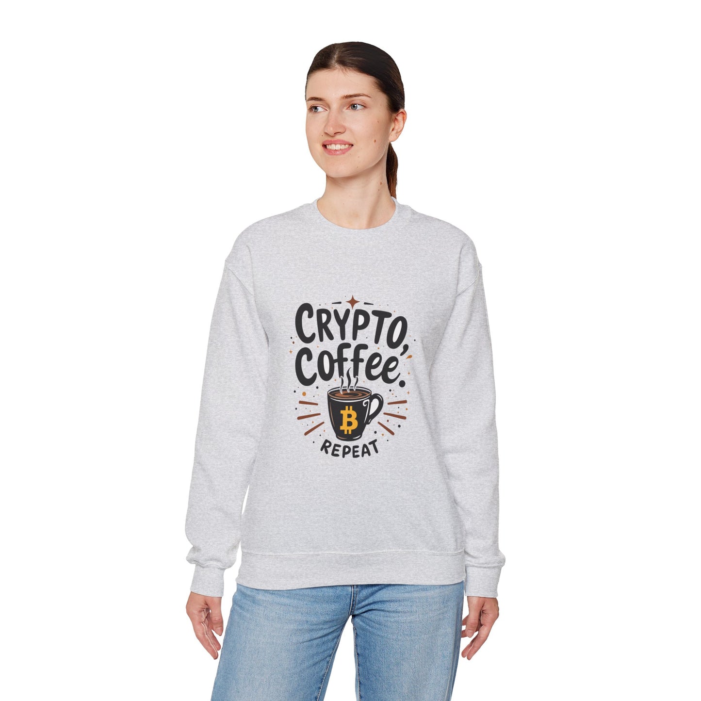 Crypto Coffee Repeat Sweatshirt - Unisex Heavy Blend™ Crewneck