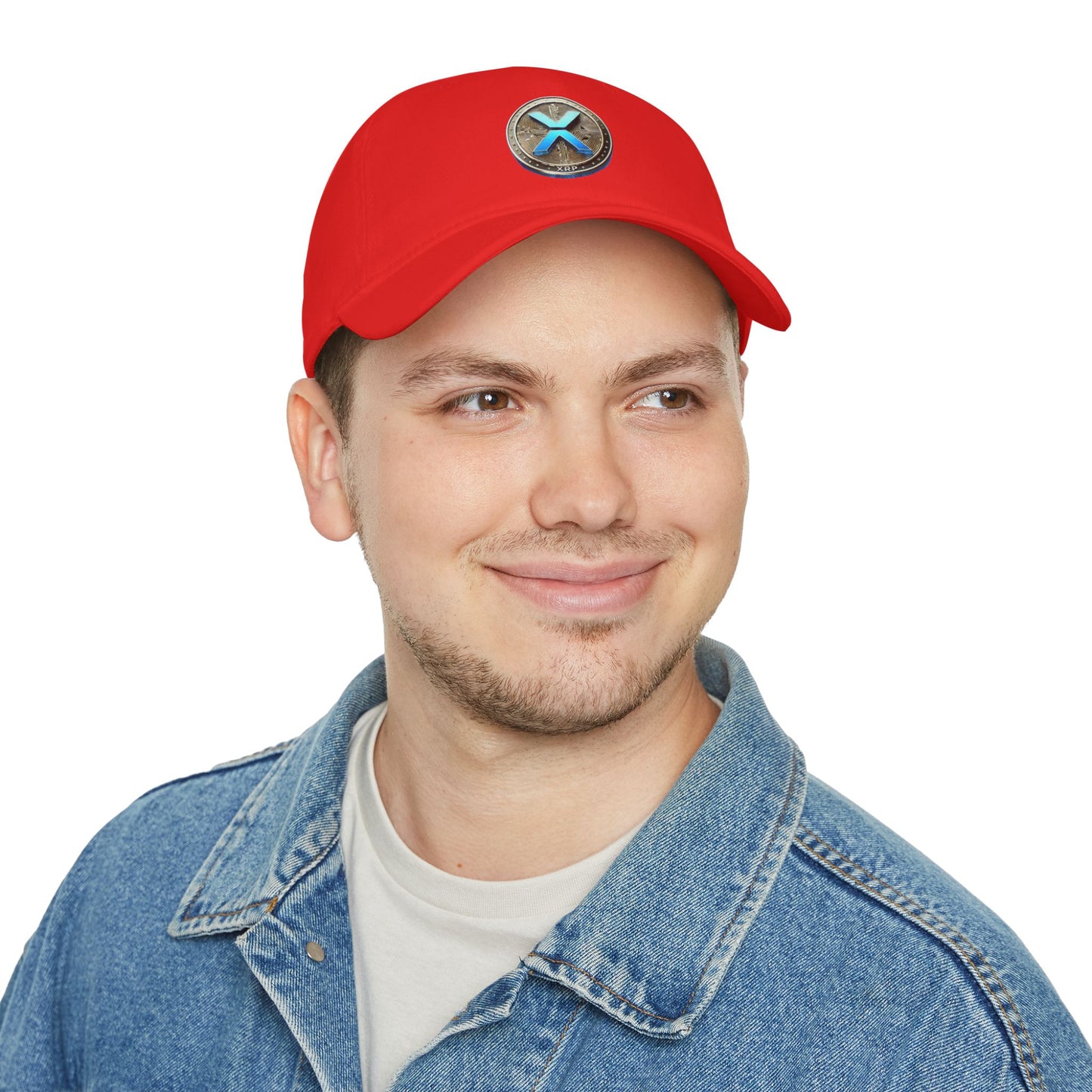 XRP Logo Low Profile Baseball Cap - Stylish Red Cap for Crypto Enthusiasts