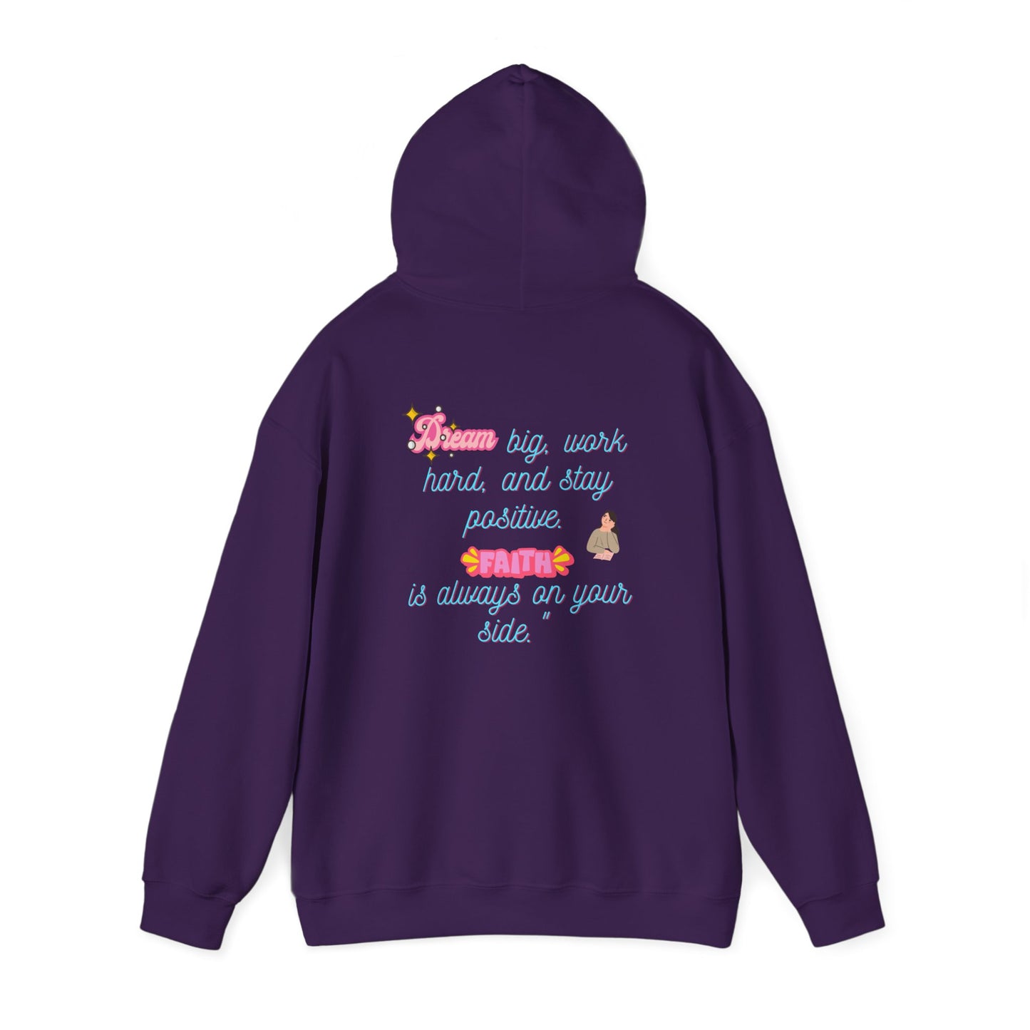 Inspirational Floral Hoodie - ‘Dream Big, Work Hard’ Sweatshirt for Positive Vibes