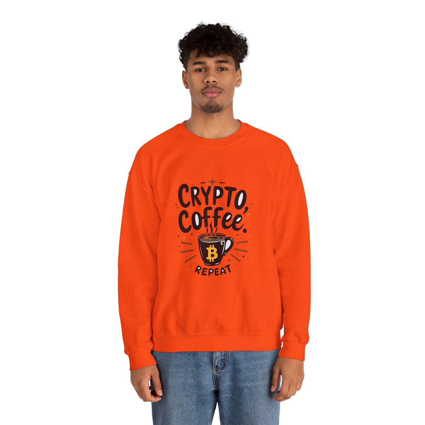 Crypto Coffee Repeat Sweatshirt - Unisex Heavy Blend™ Crewneck