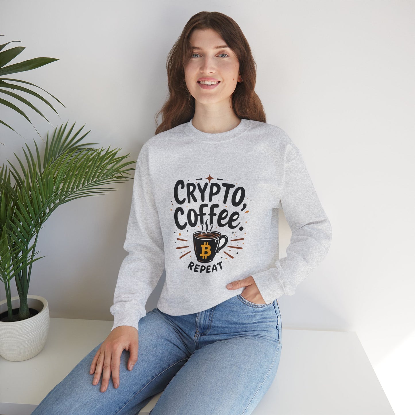 Crypto Coffee Repeat Sweatshirt - Unisex Heavy Blend™ Crewneck