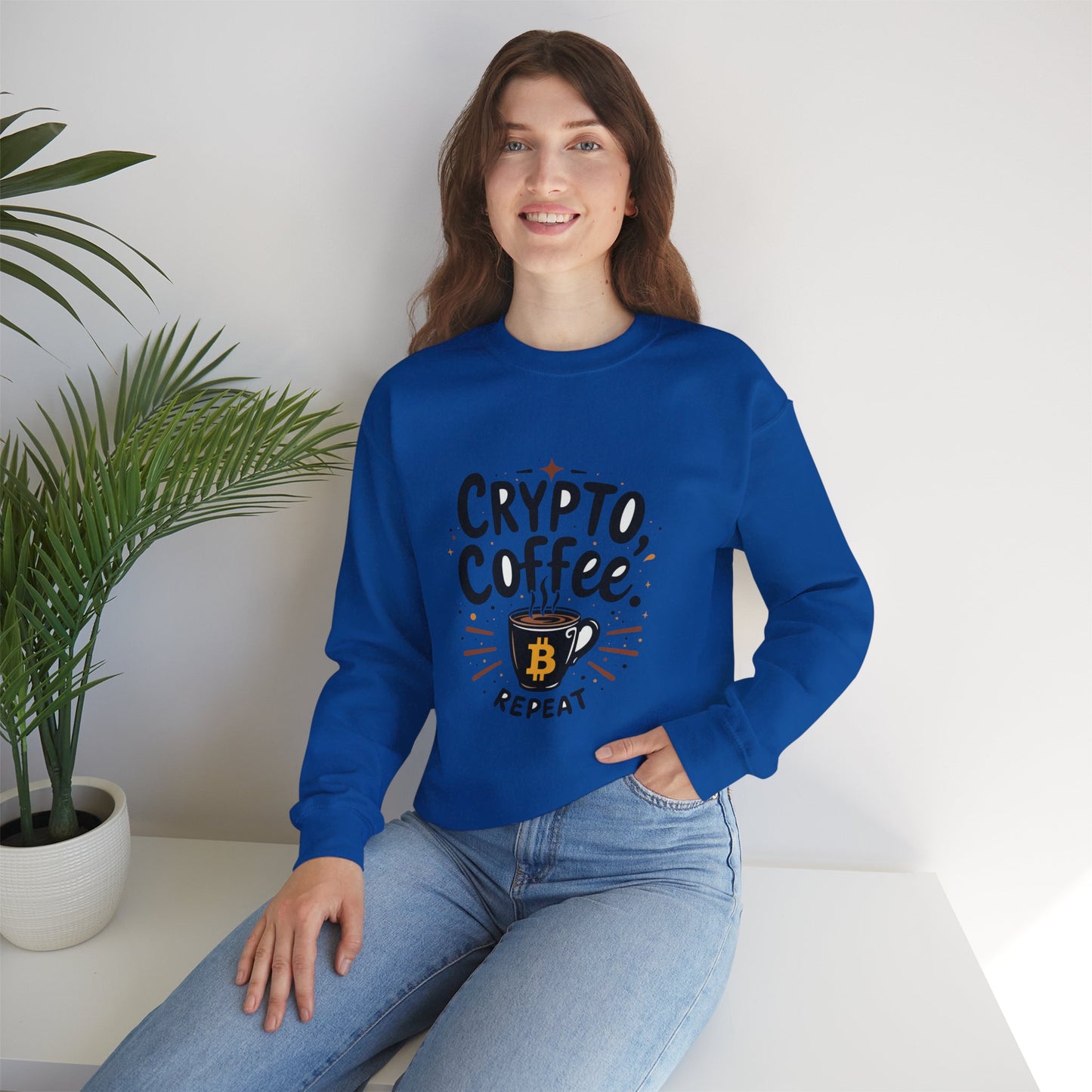 Crypto Coffee Repeat Sweatshirt - Unisex Heavy Blend™ Crewneck