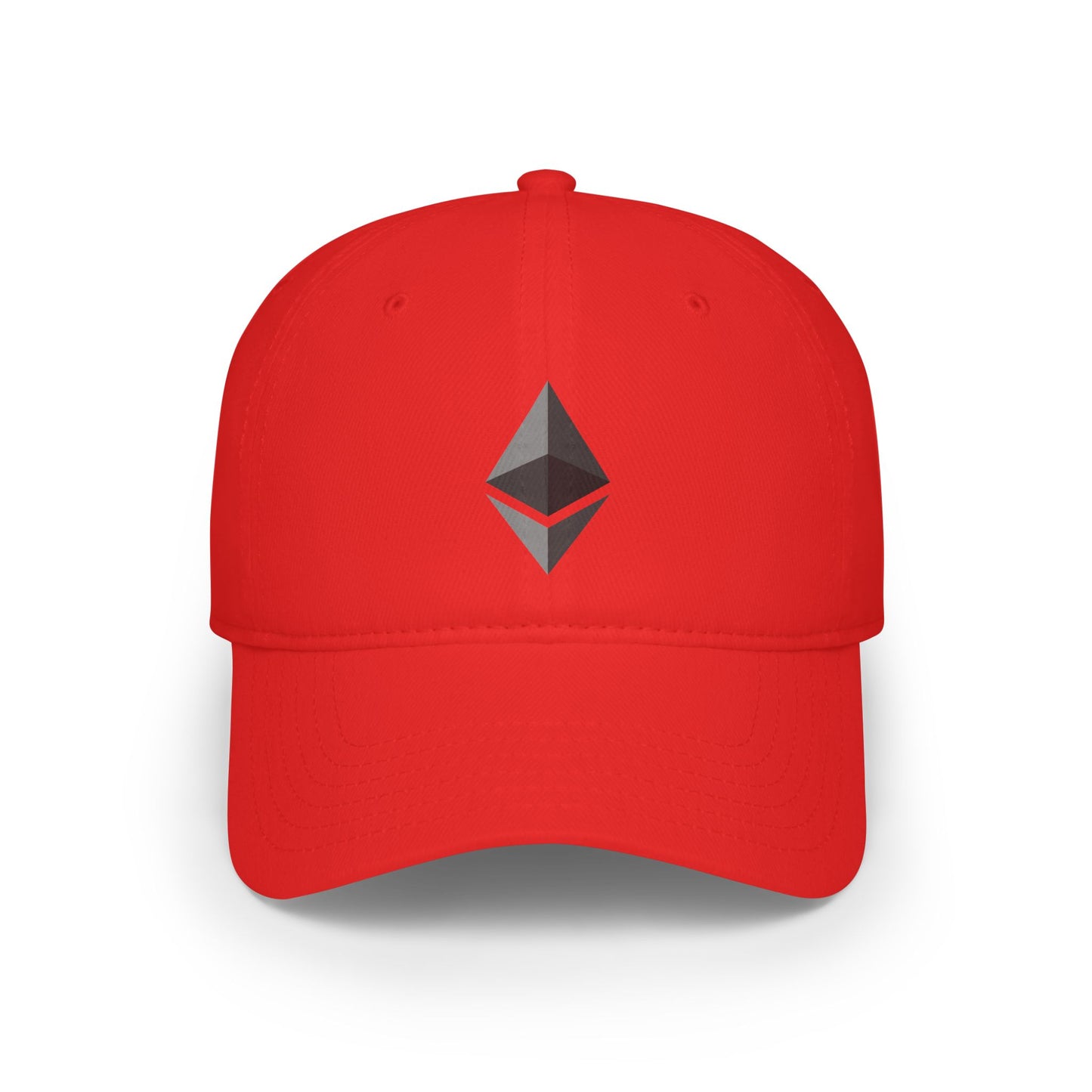 Ethereum Logo Low Profile Baseball Cap - Stylish Red Cap for Crypto Enthusiasts