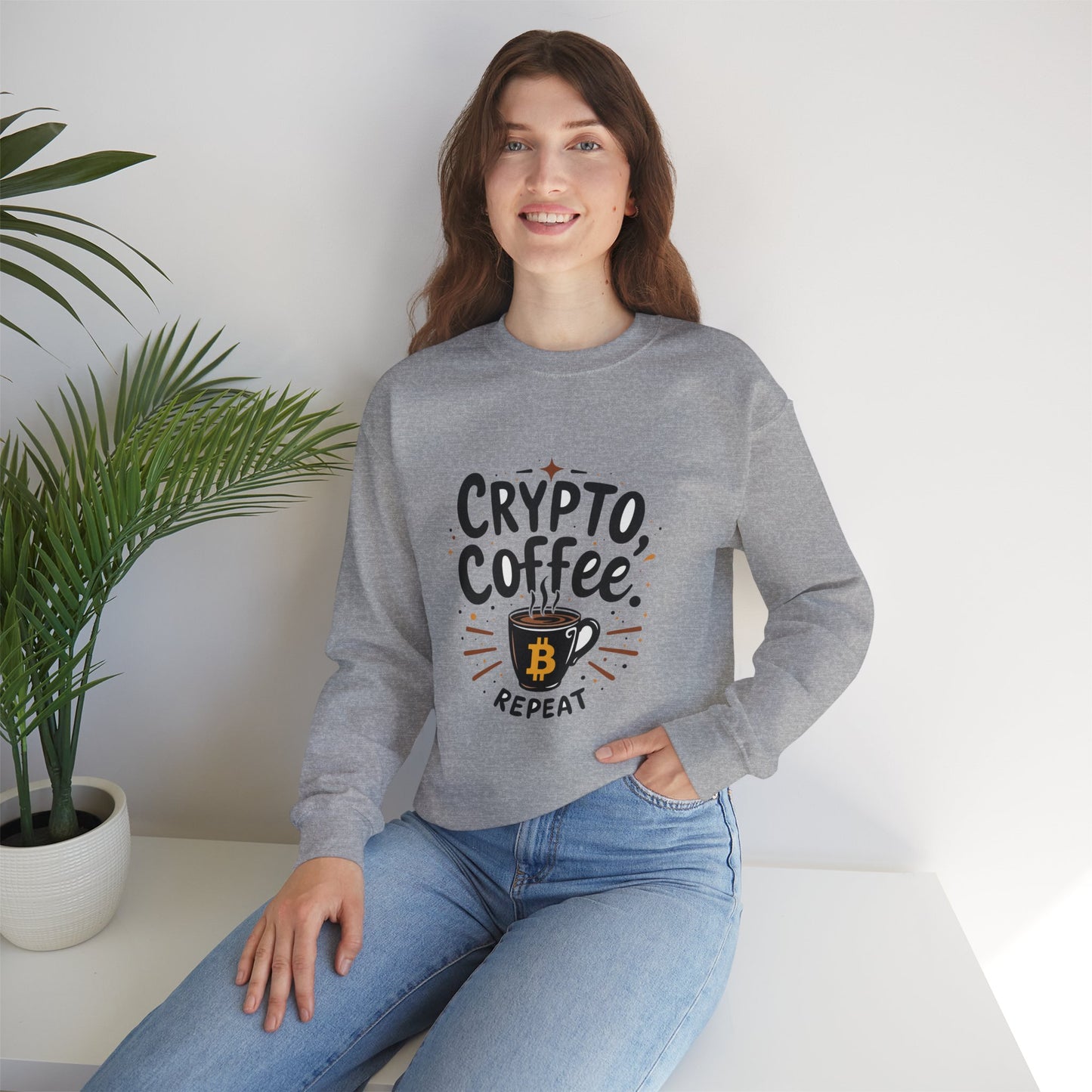 Crypto Coffee Repeat Sweatshirt - Unisex Heavy Blend™ Crewneck