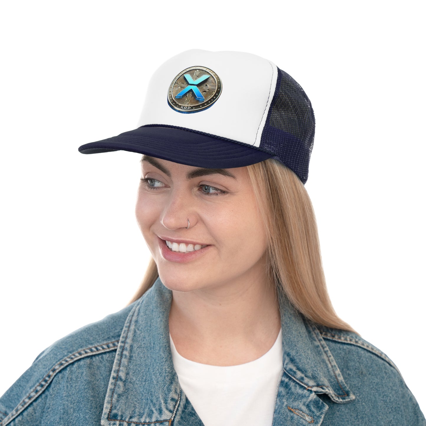 XRP Cryptocurrency Trucker Cap - Stylish Mesh Hat for Crypto Enthusiasts
