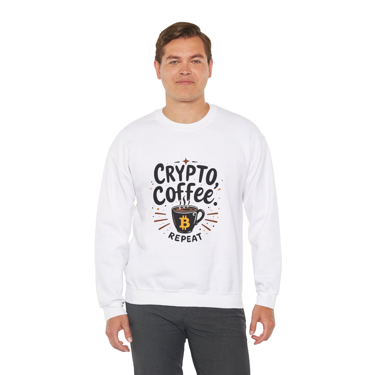 Crypto Coffee Repeat Sweatshirt - Unisex Heavy Blend™ Crewneck