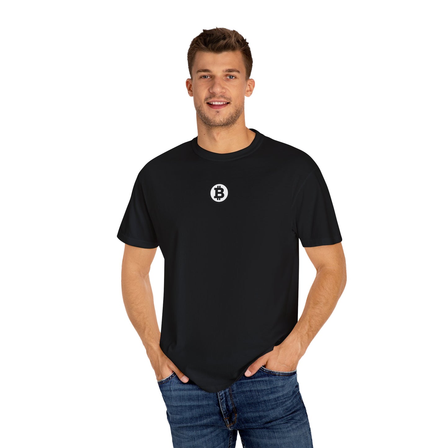 Bitcoin Unisex Garment-Dyed T-shirt, Cryptocurrency Tee, Gift for Bitcoin Enthusiasts, BTC Shirt, Finance Clothing, Digital Currency Top