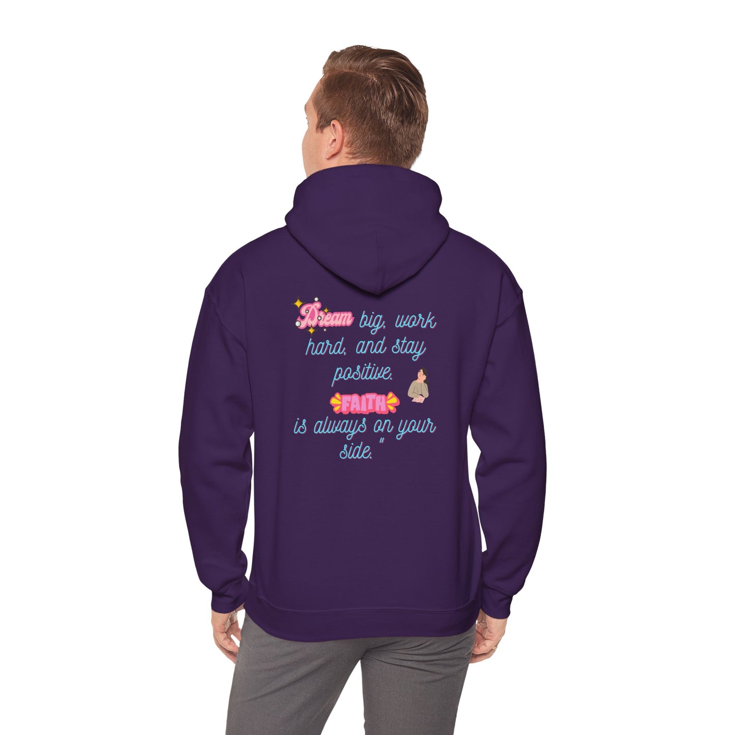 Inspirational Floral Hoodie - ‘Dream Big, Work Hard’ Sweatshirt for Positive Vibes