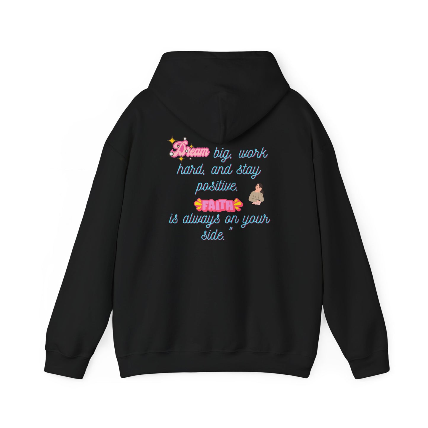 Inspirational Floral Hoodie - ‘Dream Big, Work Hard’ Sweatshirt for Positive Vibes