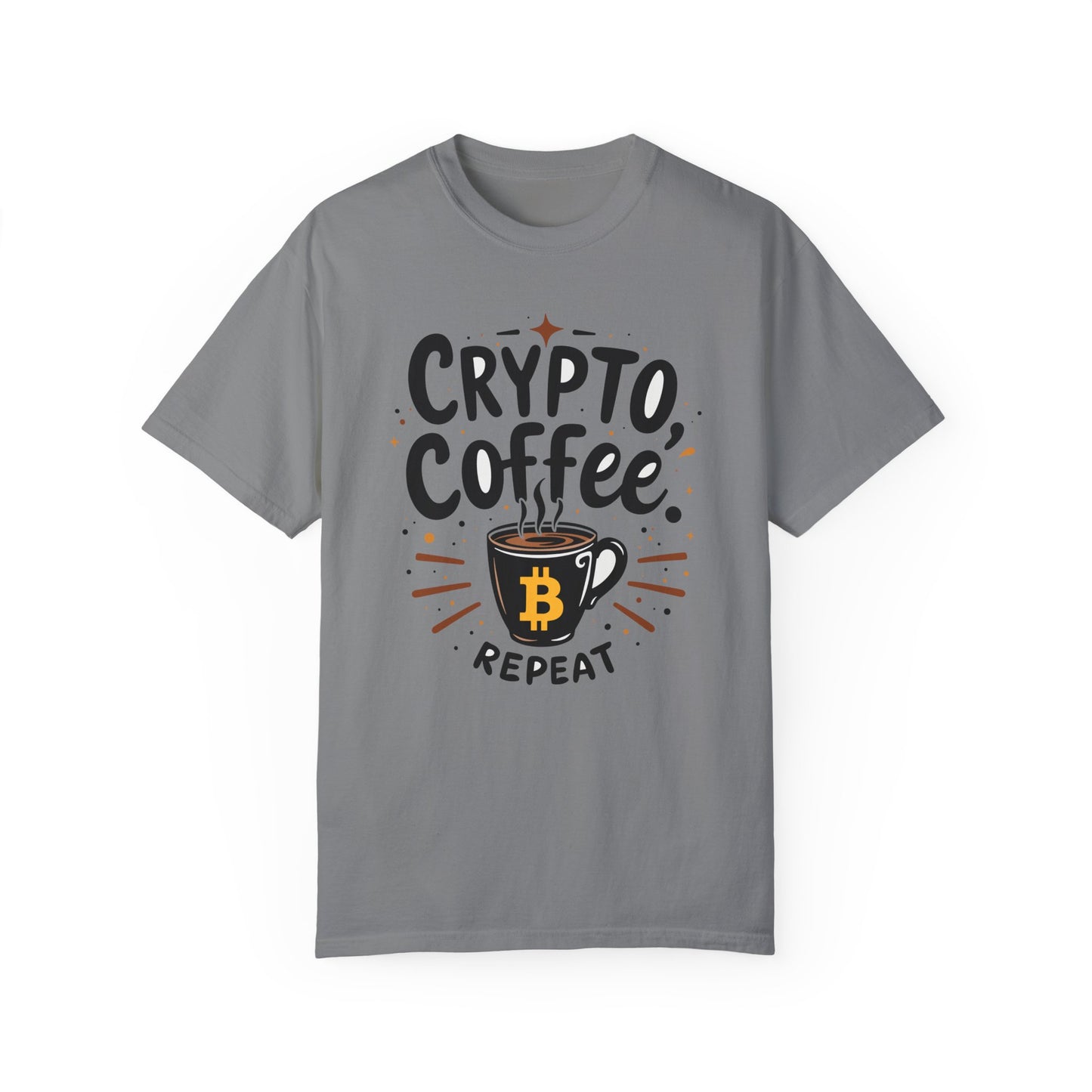 Bitcoin Crypto Coffee Unisex Tee, Cryptocurrency Tshirt, Bitcoin Lover Gift, Coffee Theme Shirt, Bitcoin Merch, Casual Top, Gift for Him,