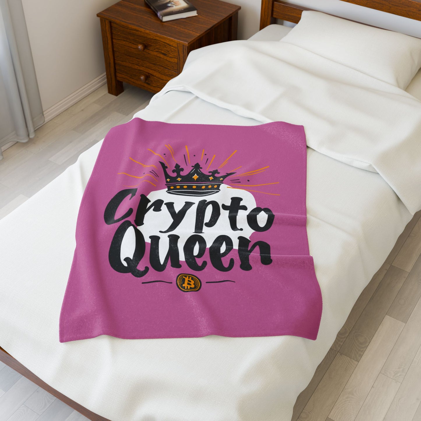 Cozy Crypto Queen Velveteen Plush Blanket | Ideal Gift for Crypto Lovers | Home Decor, Lounge, Bedroom, Cozy Essentials, Blanket