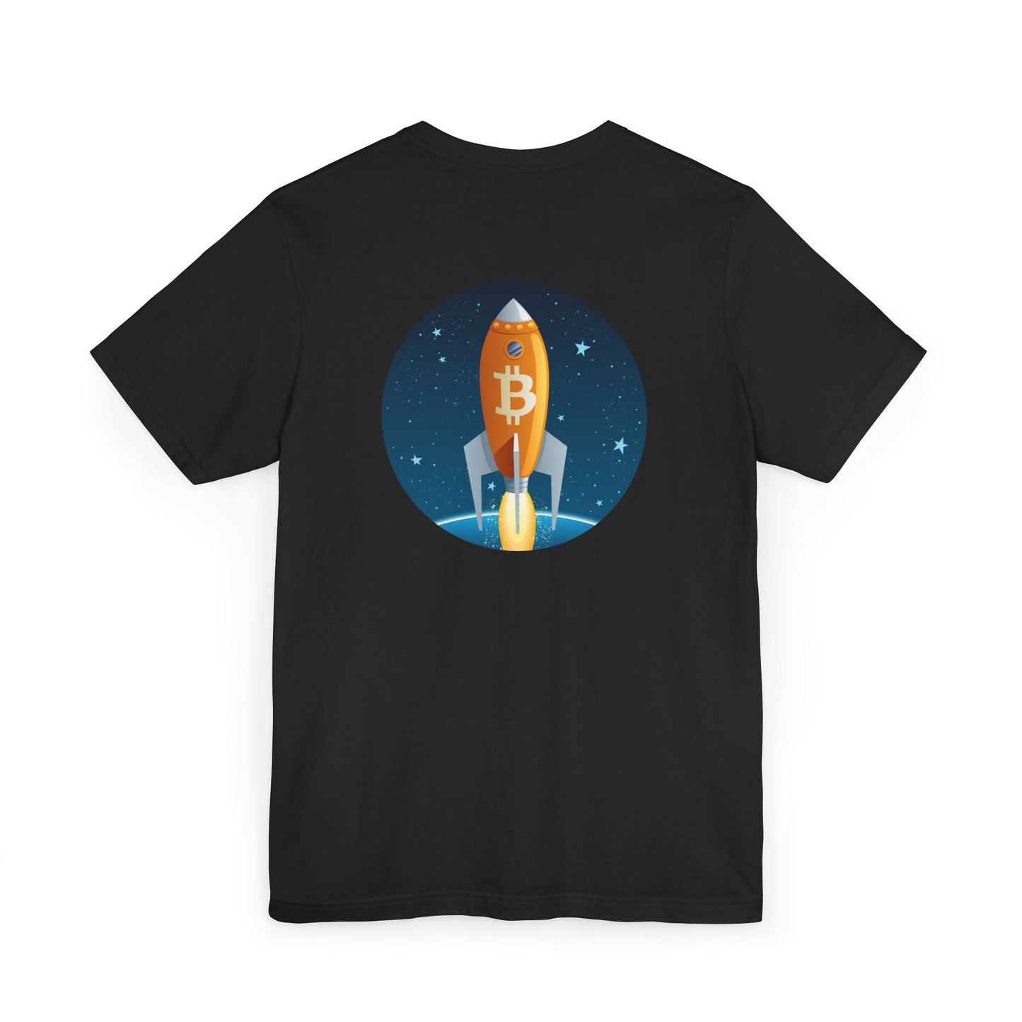 Bitcoin Fun Sky Rocket T-Shirt - Crypto Currency Tee, Unisex Jersey Shirt, Cryptocurrency Gift, BTC Lover Top, Digital Money Clothing