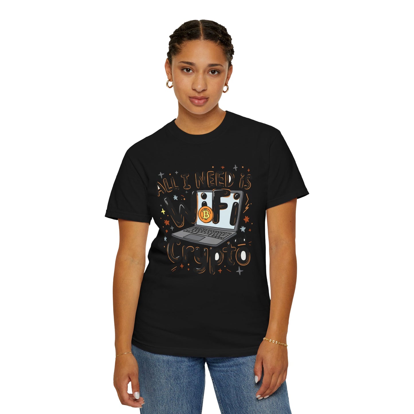 Bitcoin Wifi Unisex T-shirt, Cryptocurrency Tee, BTC Shirt, Digital Currency Top, Blockchain Apparel