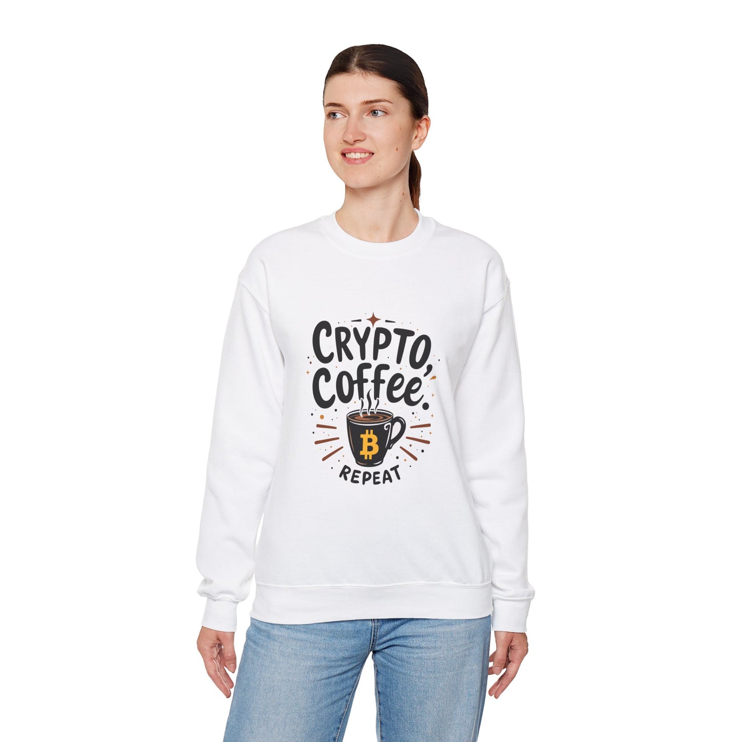 Crypto Coffee Repeat Sweatshirt - Unisex Heavy Blend™ Crewneck