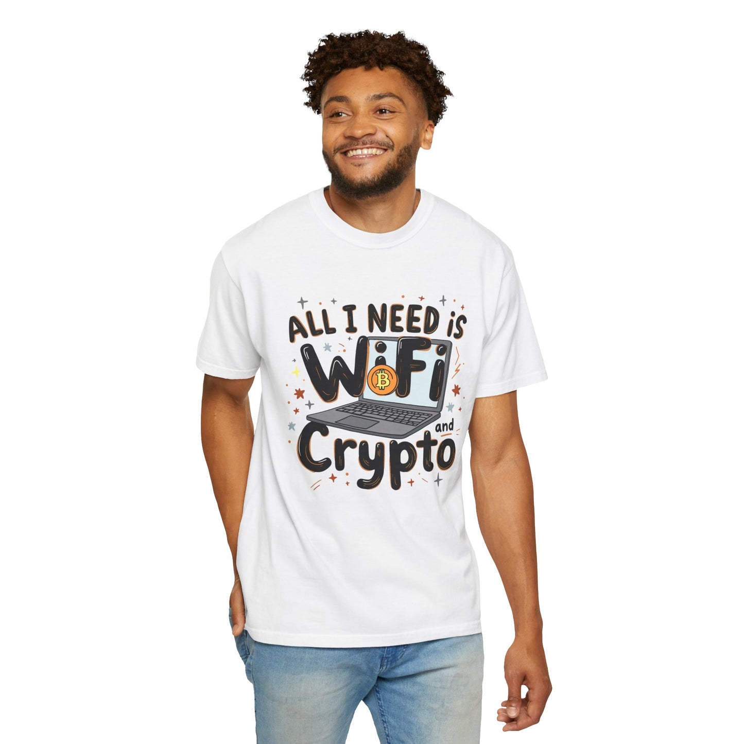 Bitcoin Wifi Unisex T-shirt, Cryptocurrency Tee, BTC Shirt, Digital Currency Top, Blockchain Apparel