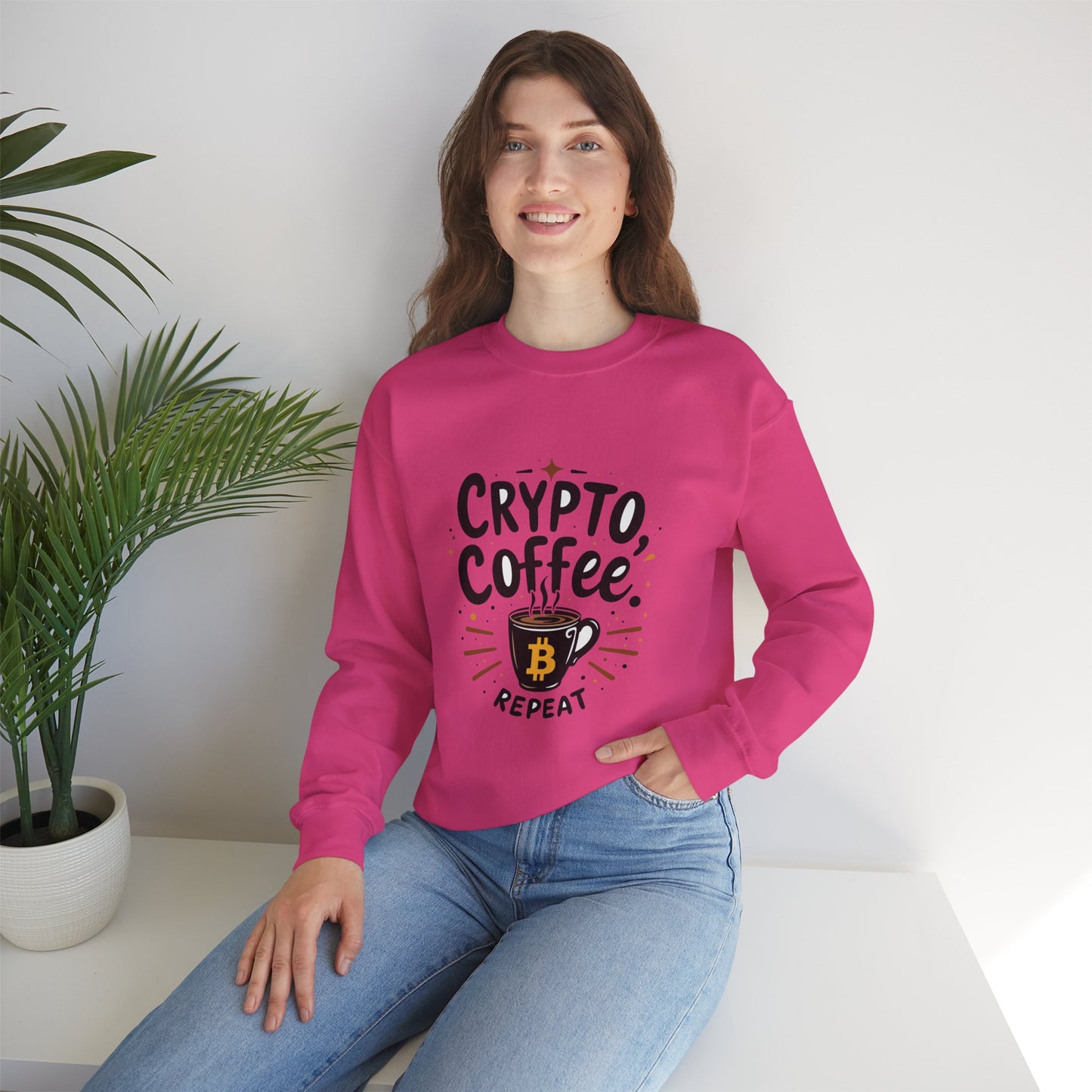 Crypto Coffee Repeat Sweatshirt - Unisex Heavy Blend™ Crewneck