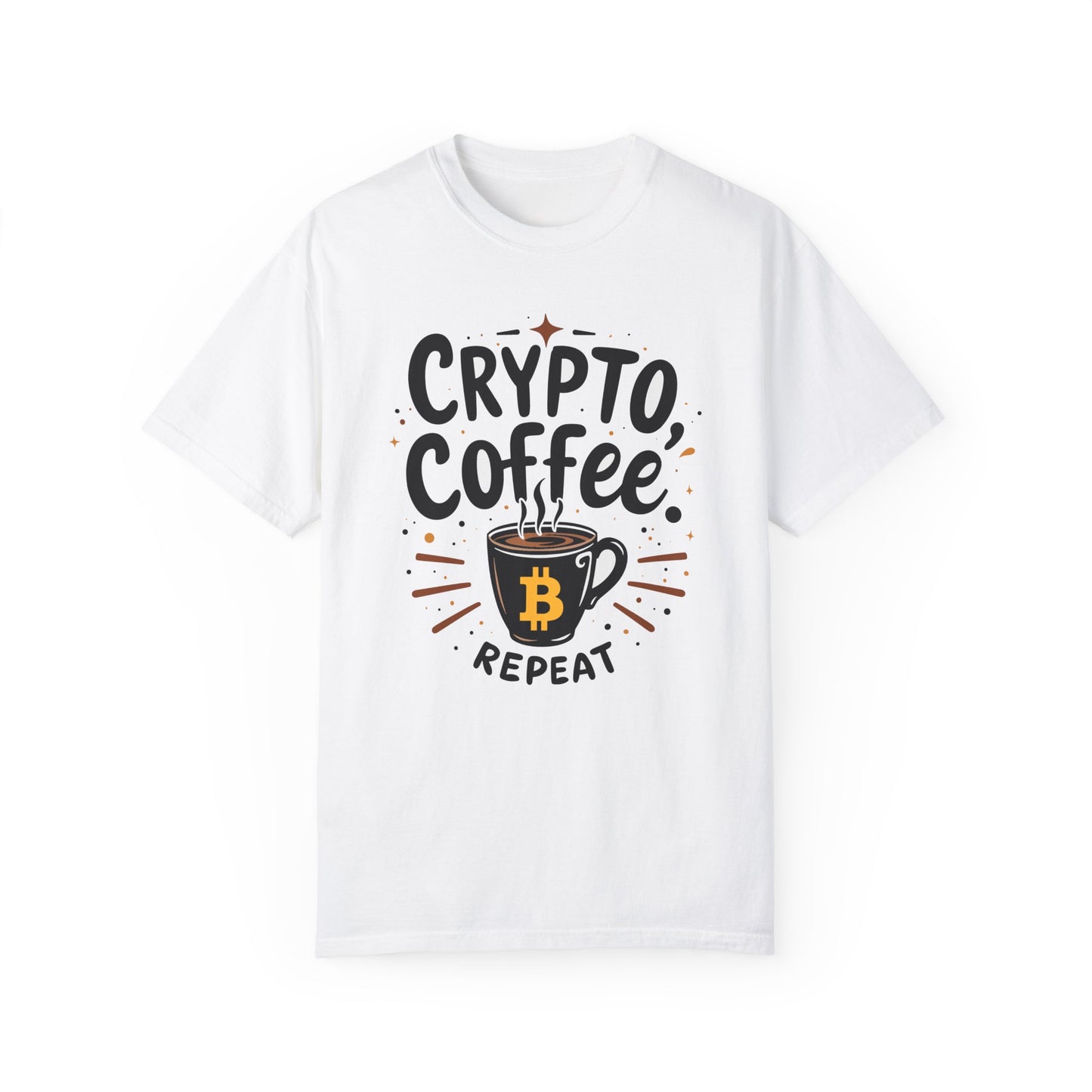 Bitcoin Crypto Coffee Unisex Tee, Cryptocurrency Tshirt, Bitcoin Lover Gift, Coffee Theme Shirt, Bitcoin Merch, Casual Top, Gift for Him,