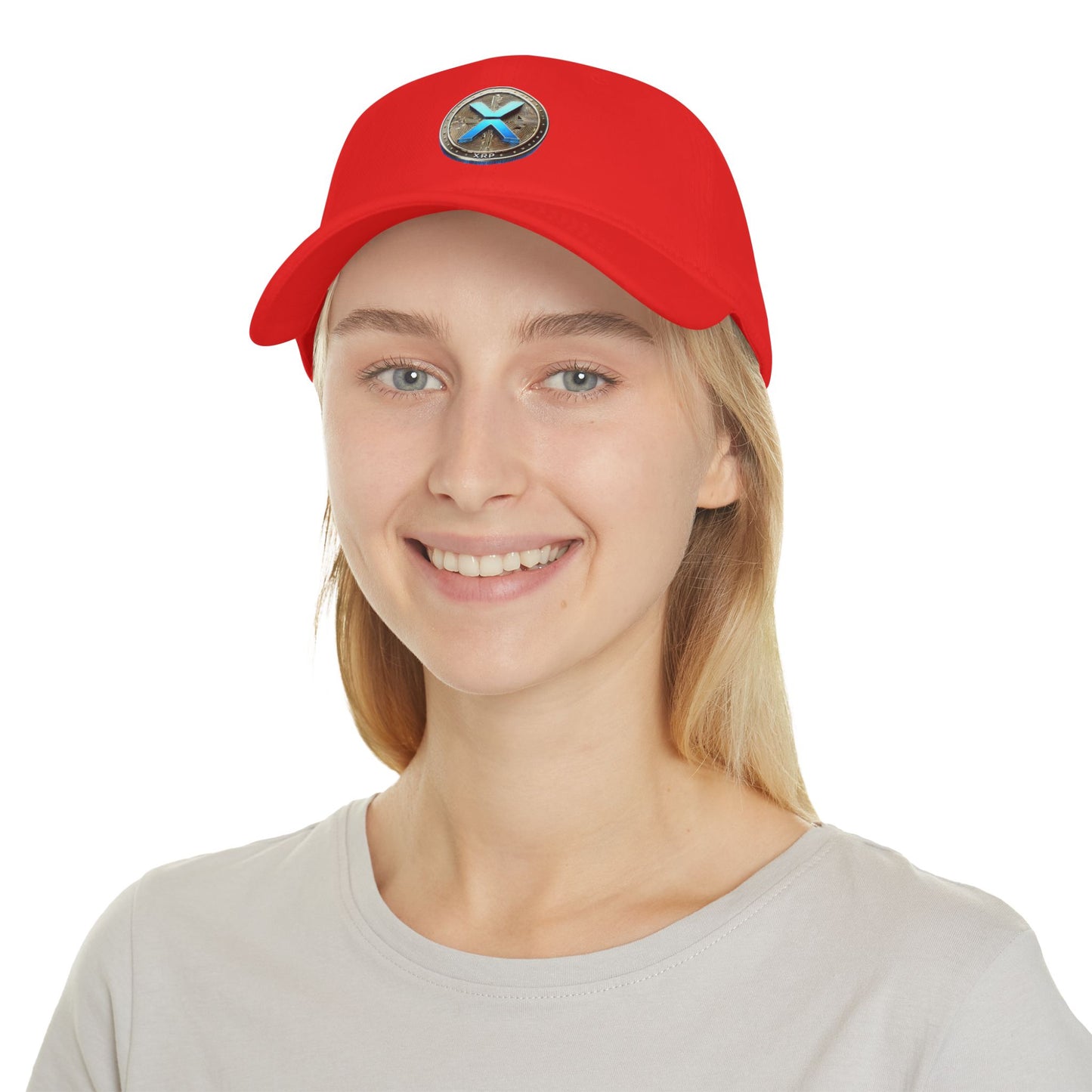 XRP Logo Low Profile Baseball Cap - Stylish Red Cap for Crypto Enthusiasts