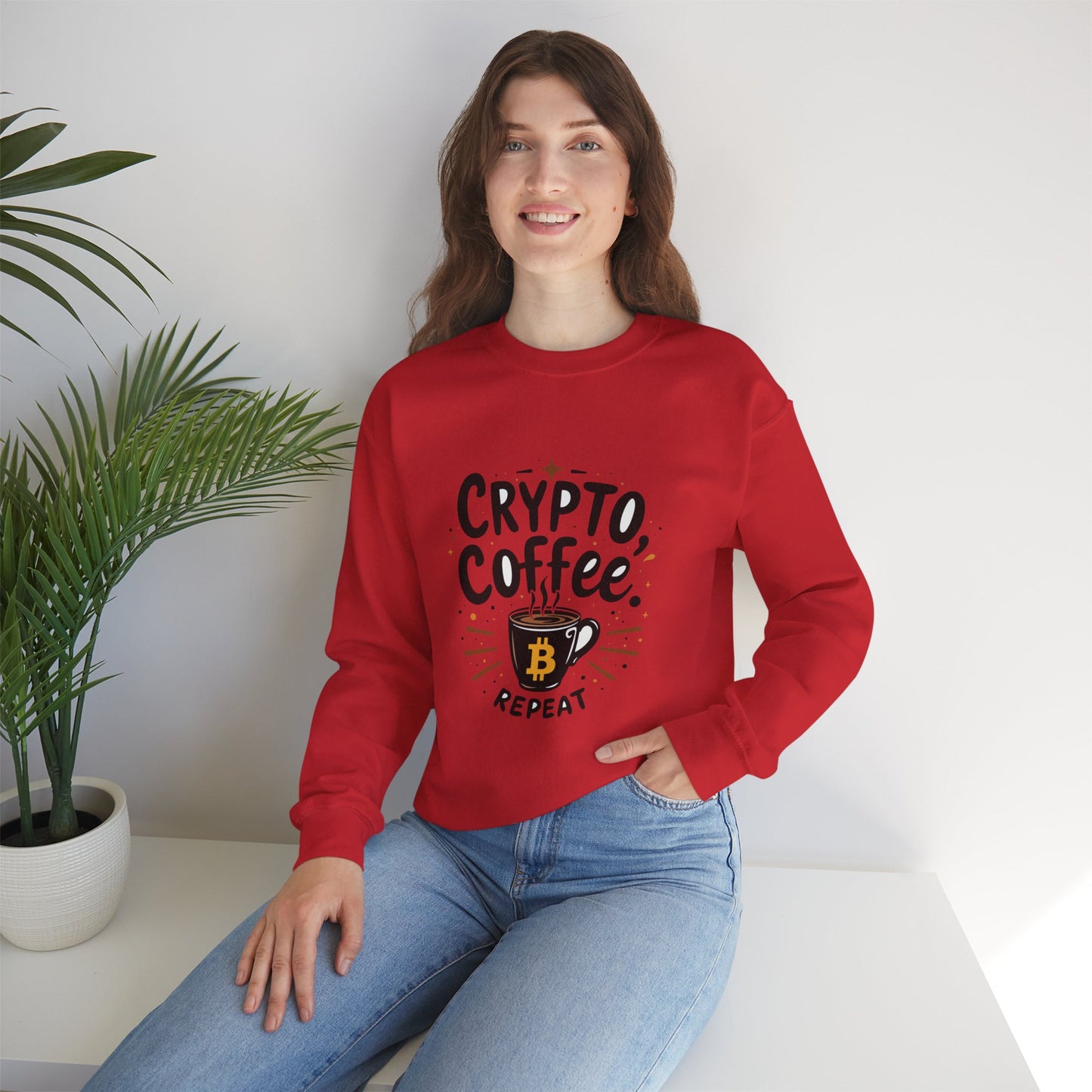 Crypto Coffee Repeat Sweatshirt - Unisex Heavy Blend™ Crewneck