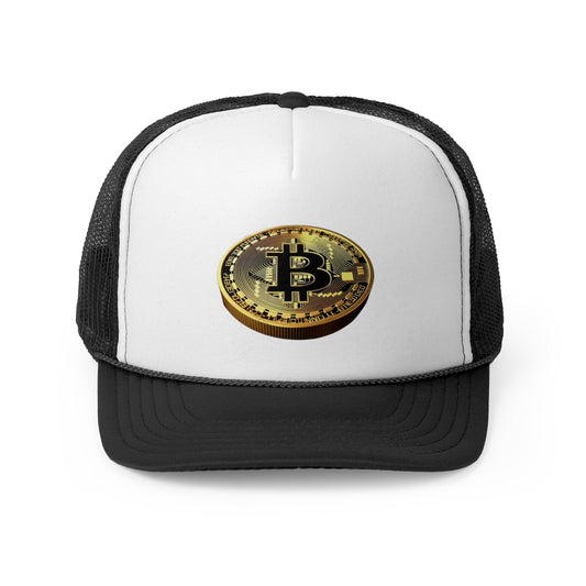 Gold Bitcoin Trucker Cap - Crypto Enthusiast Hat