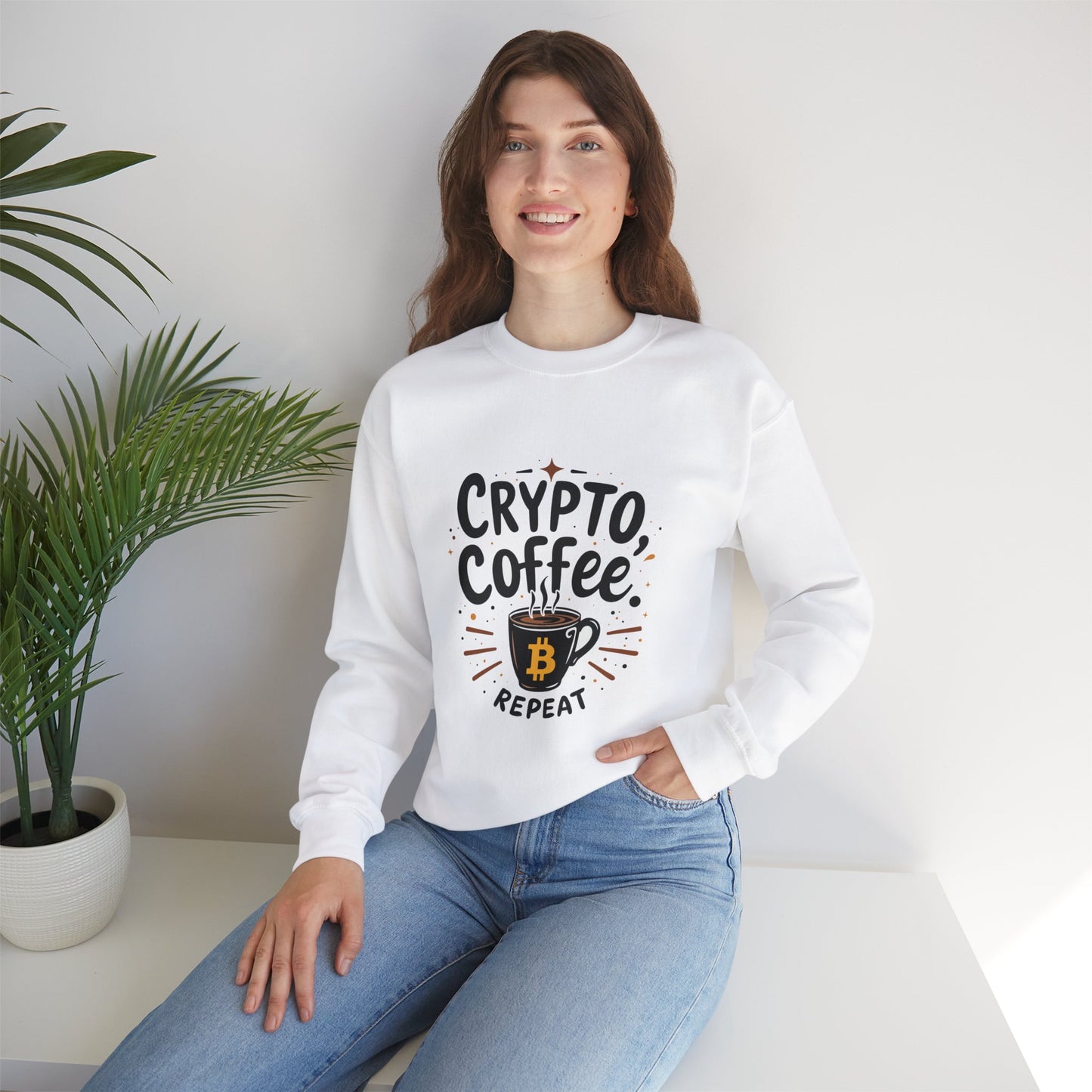 Crypto Coffee Repeat Sweatshirt - Unisex Heavy Blend™ Crewneck