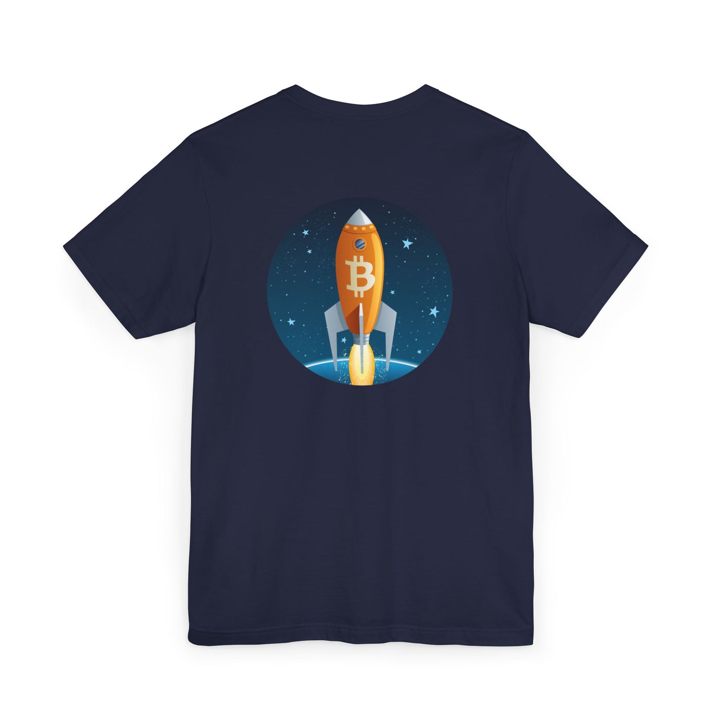 Bitcoin Fun Sky Rocket T-Shirt - Crypto Currency Tee, Unisex Jersey Shirt, Cryptocurrency Gift, BTC Lover Top, Digital Money Clothing